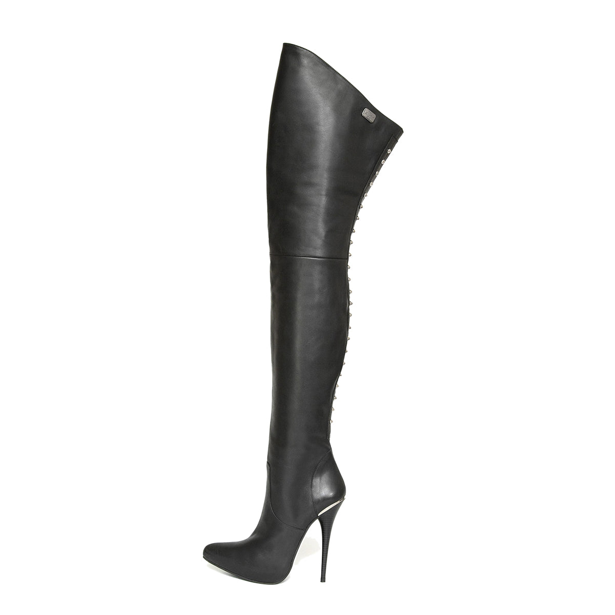 High heel thigh high boots with rivets (model 510) leather black – Fernando  Berlin