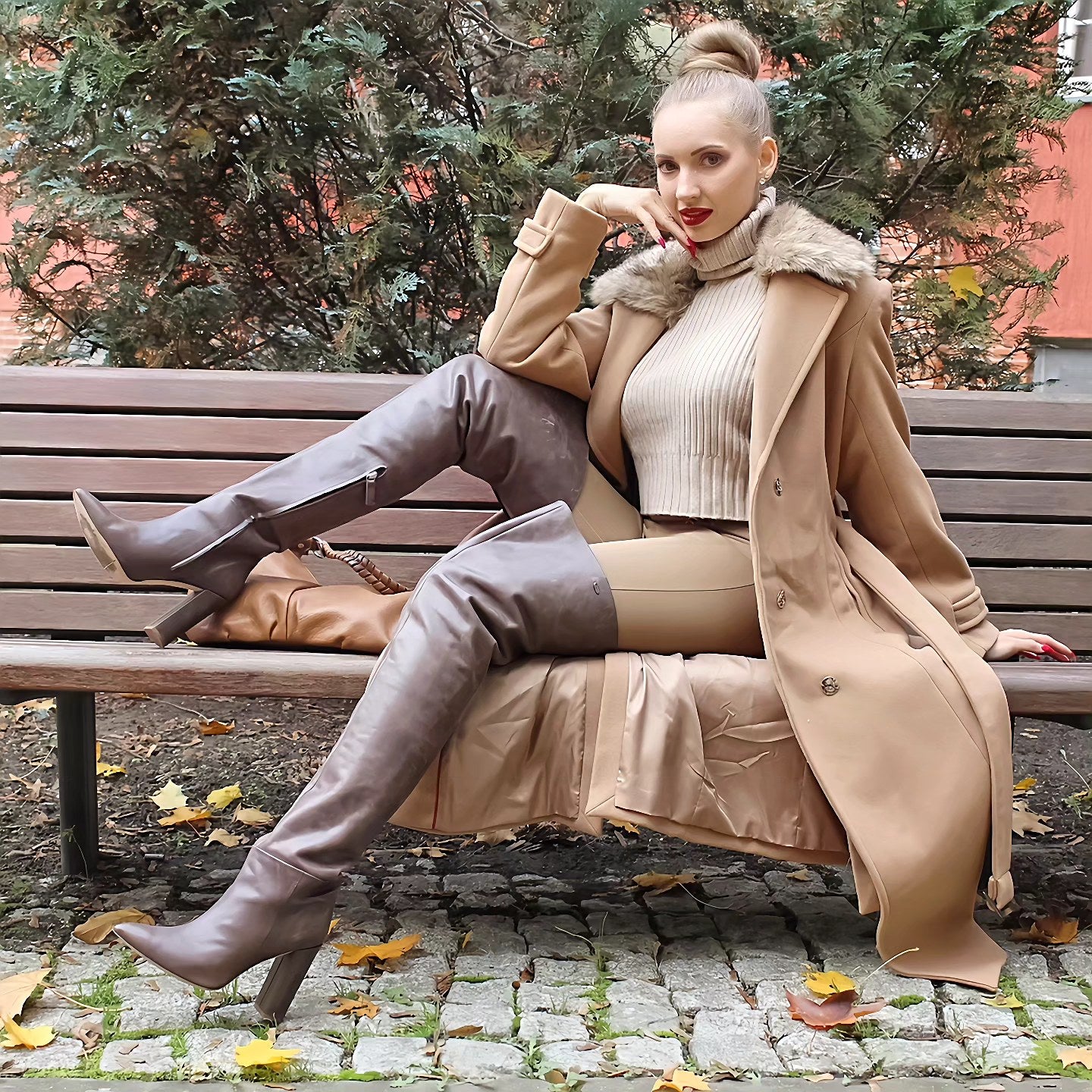 Thigh high boots with block heel (model 540) leather Marron – Fernando  Berlin