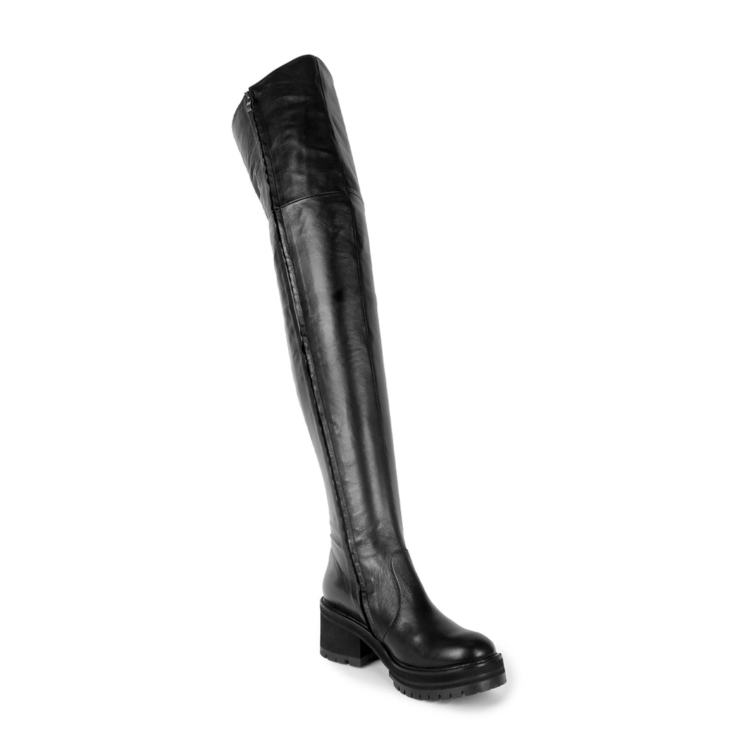 Chunky overknee-the-knee boots (model 570) leather black