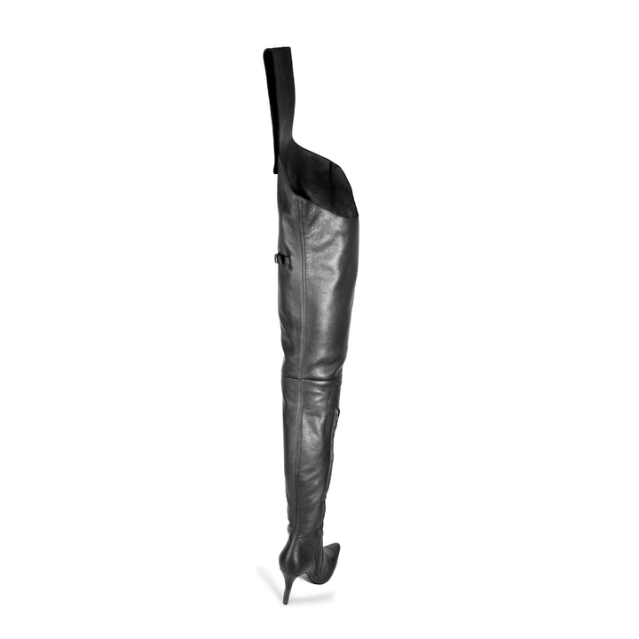 Chap boots with high heels (model 600) vinyl black