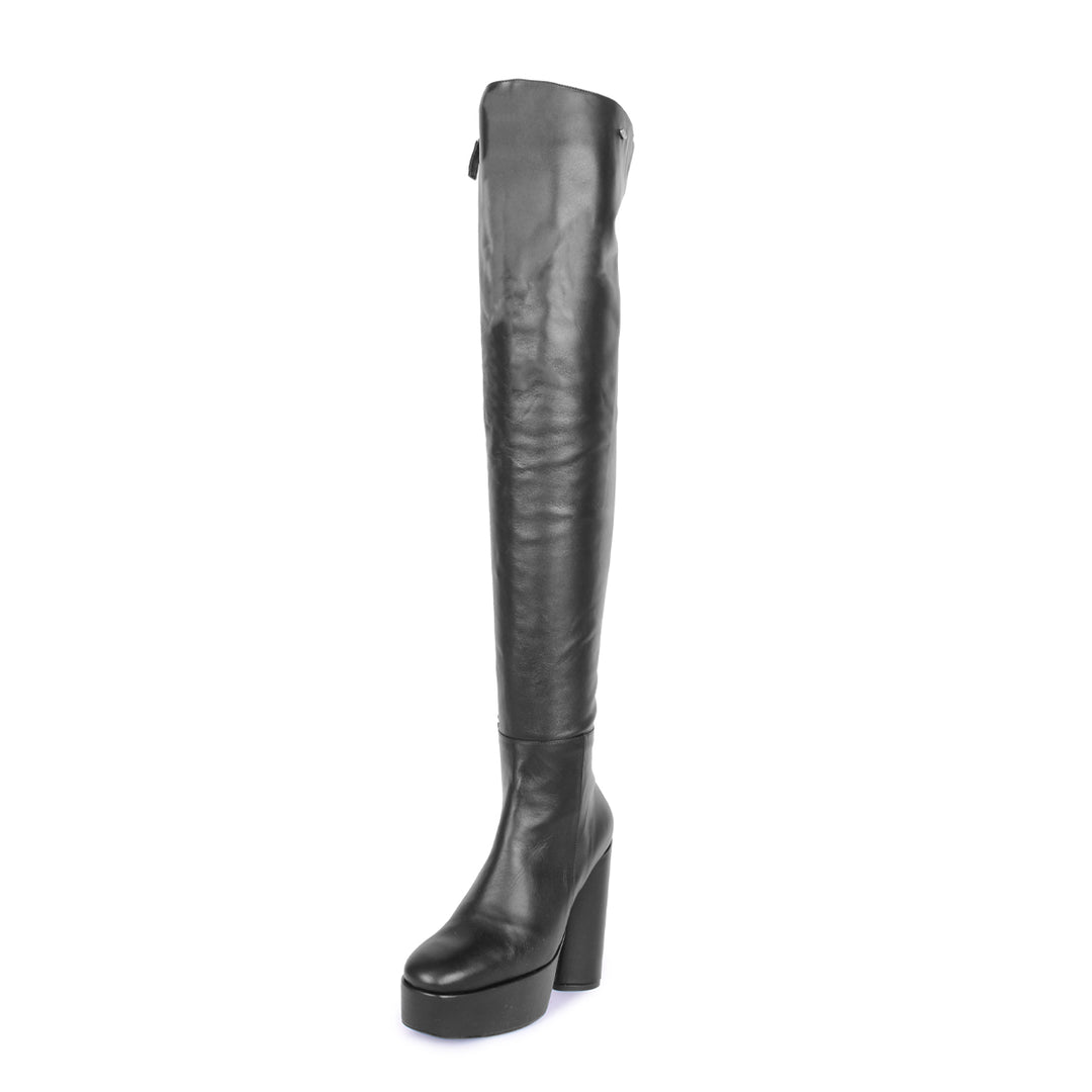 Thigh high boots 70s style (model 607) vinyl white