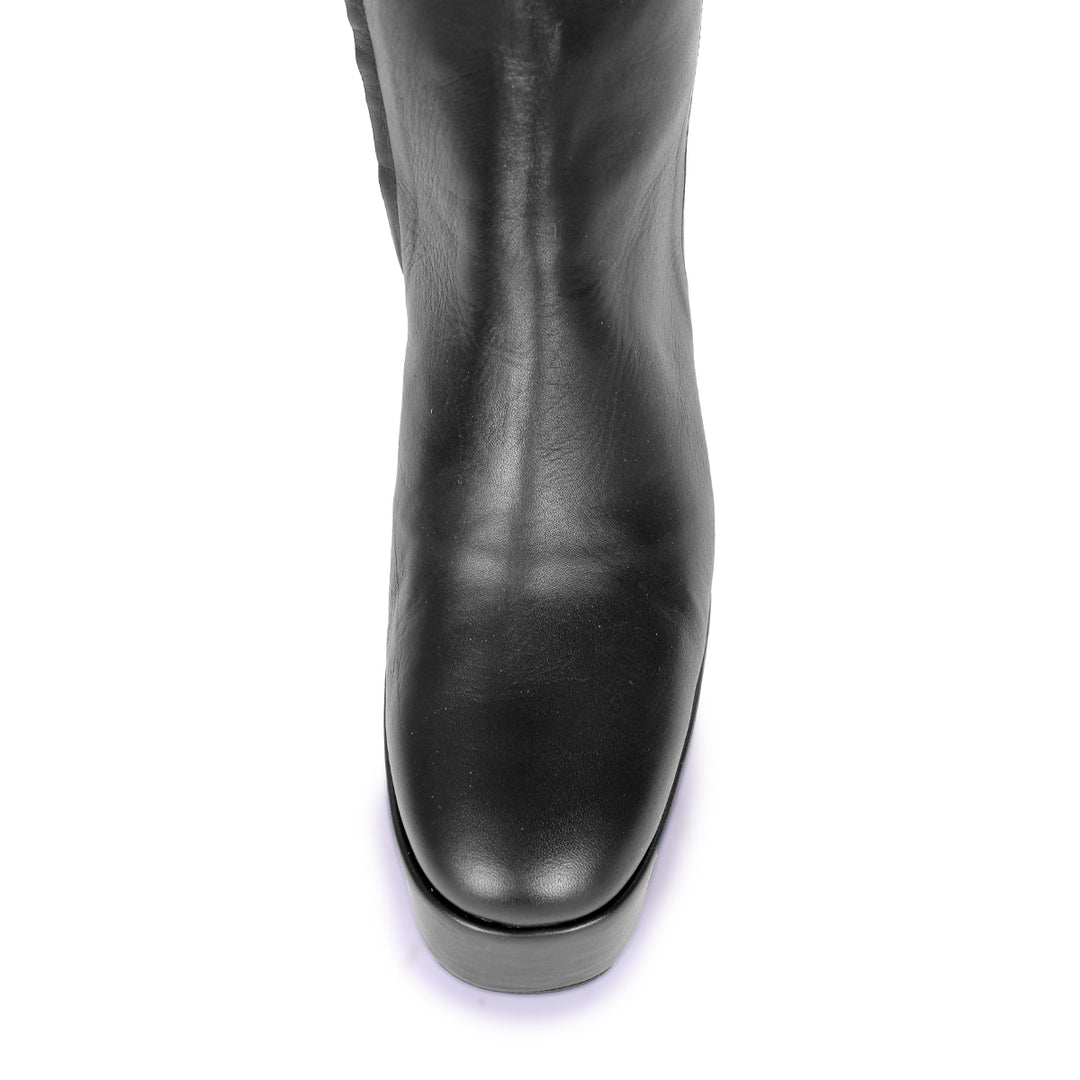 Thigh high boots 70s style (model 607) vinyl black