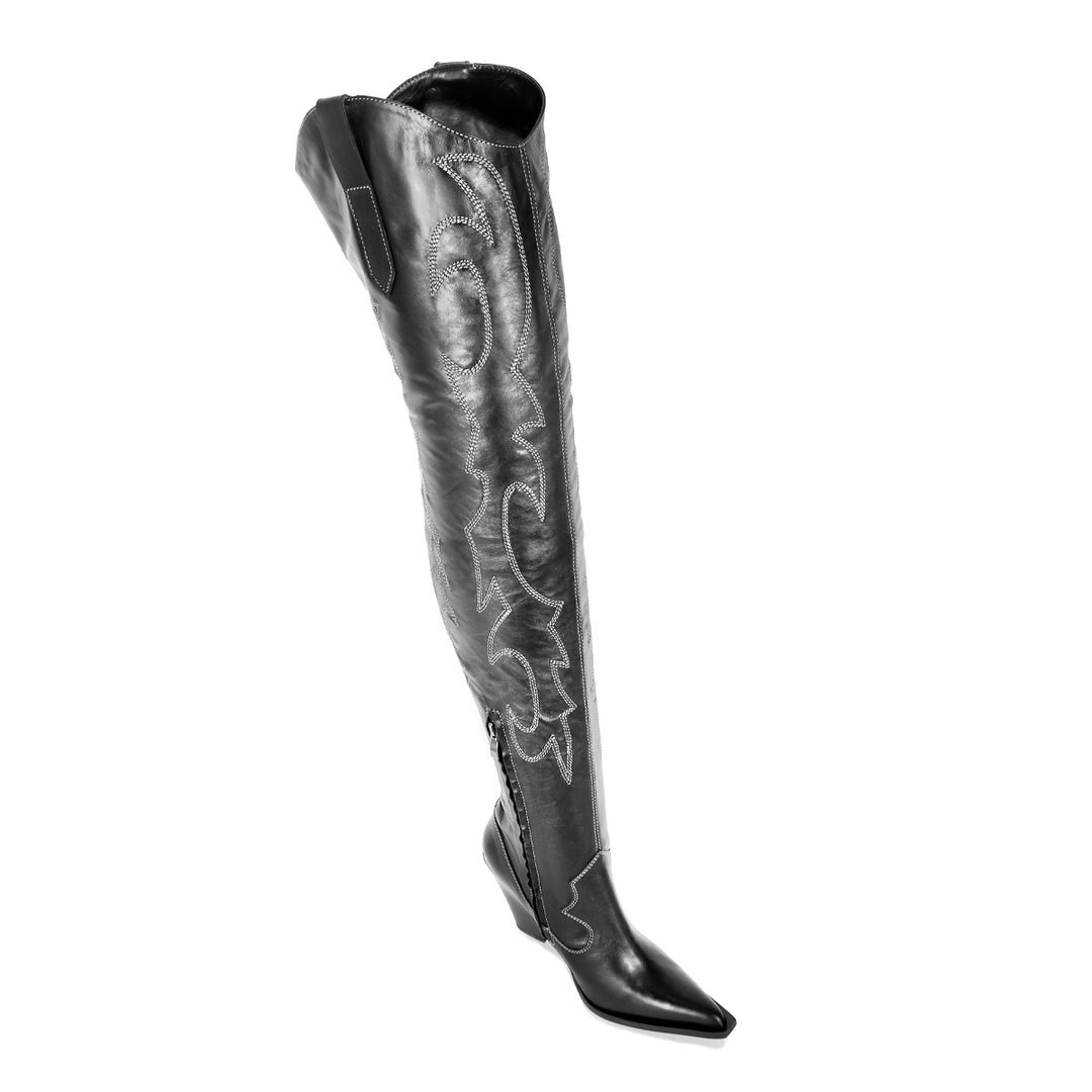 Cowboy boots thigh high (model 612) leather camel