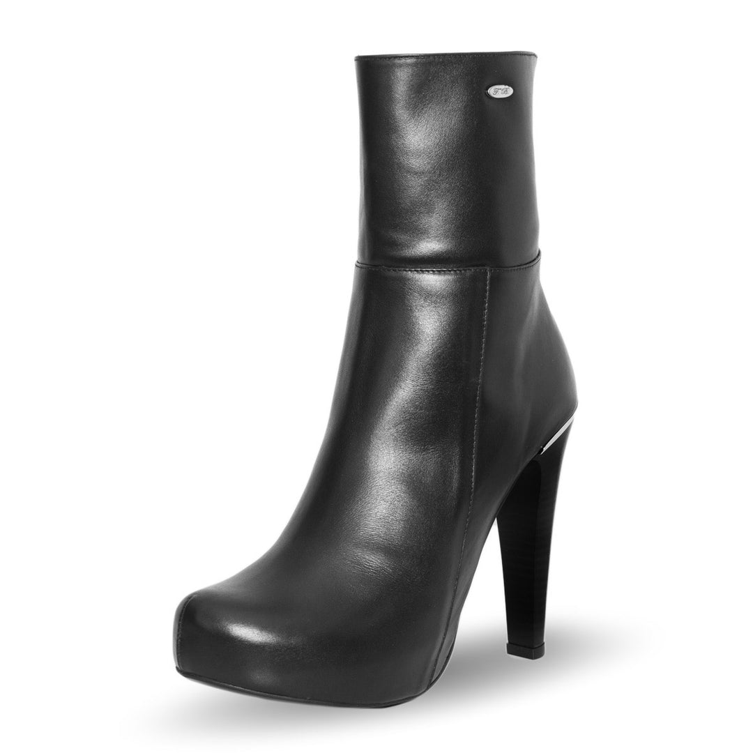 Ankle boots with high heels (model 806) leather grey