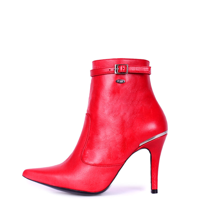 Ankle boots with narrow strap (model 811) leather red