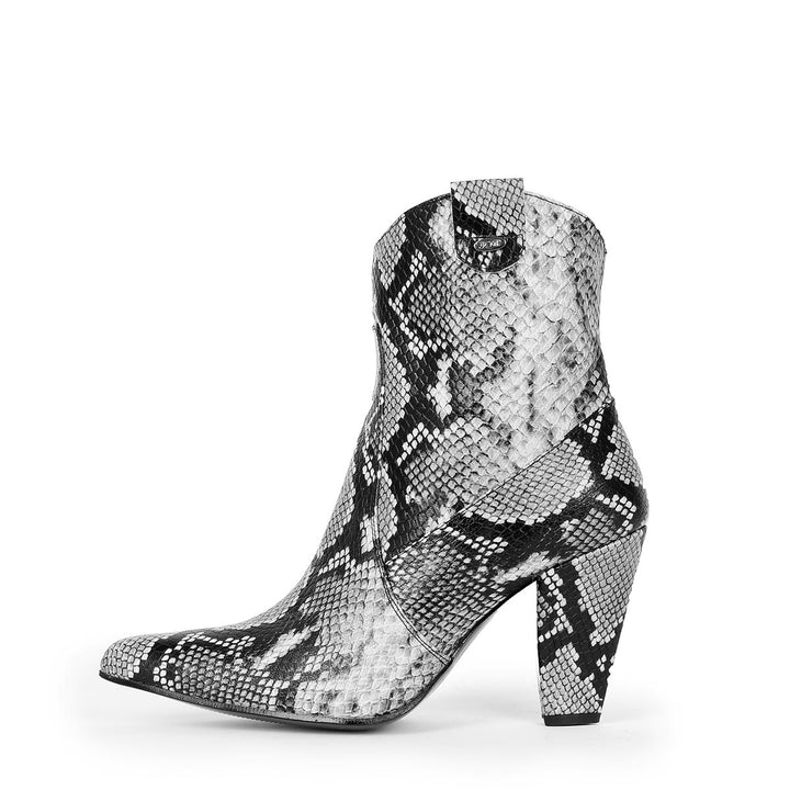 Western style ankle boots (model 812) imprinted leather grey