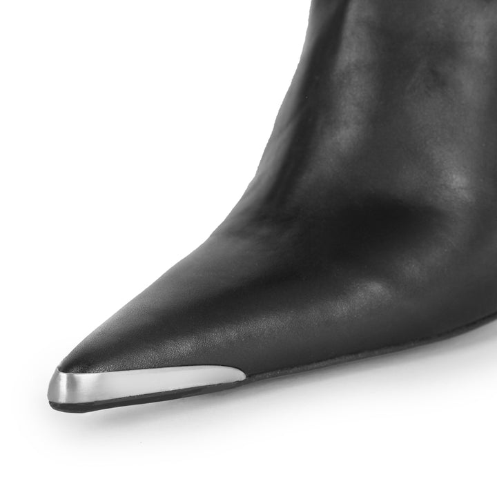 Booties with metal toe cap (model 860) leather grey