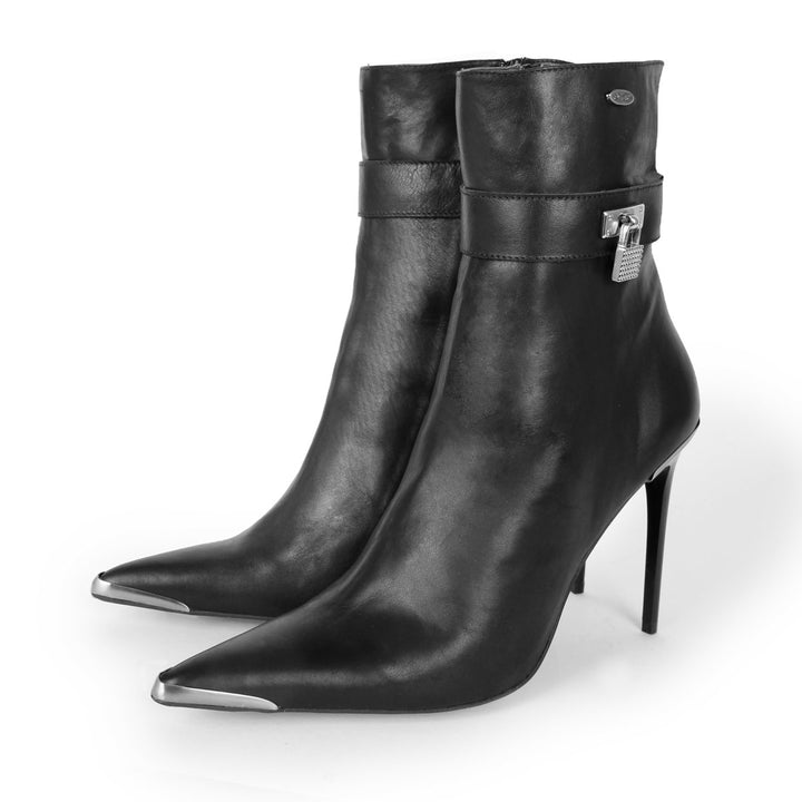 Booties with metal toe cap (model 860) leather bordeaux