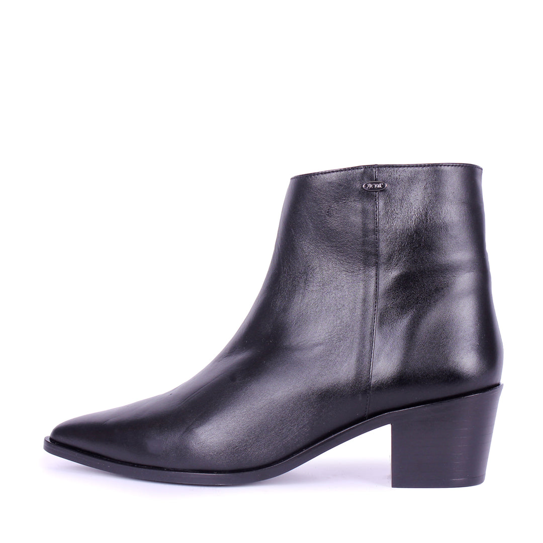 Bottines pointues à talon bloc (modèle 880) cuir noir