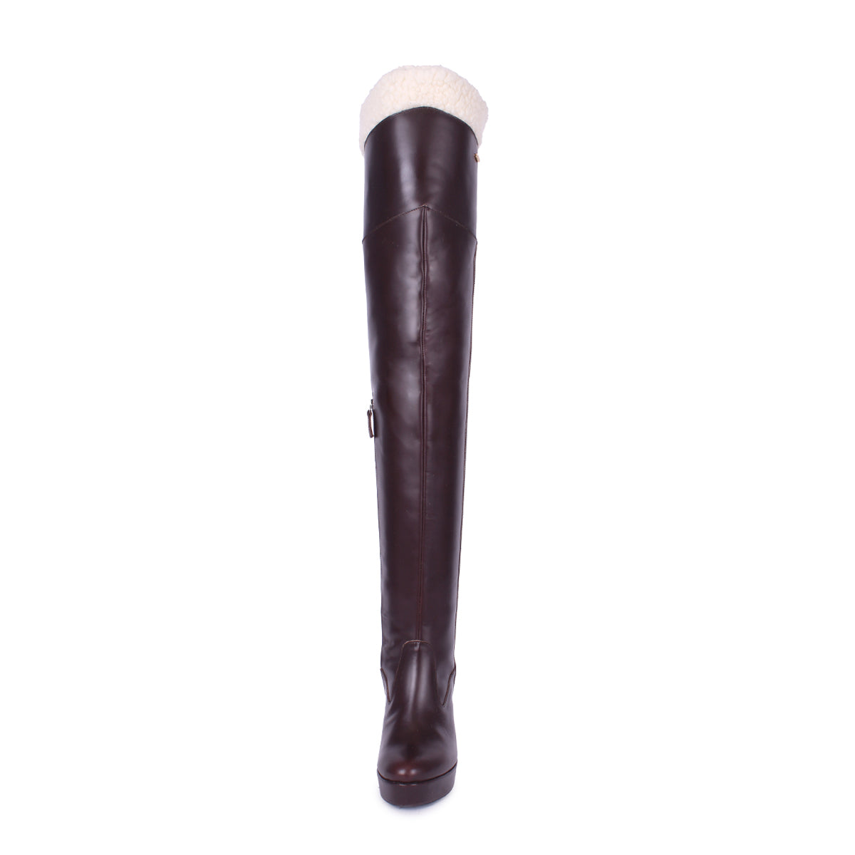 Over the knee boots with sheepskin model 917 leather dark brown