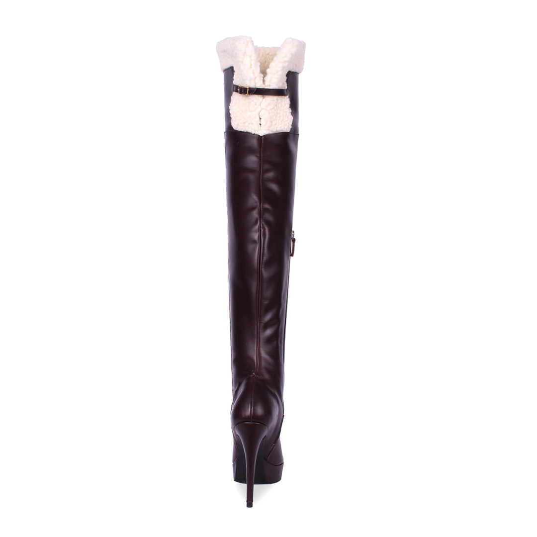 Over-the-knee boots with sheepskin (model 917) leather Dark Emerald