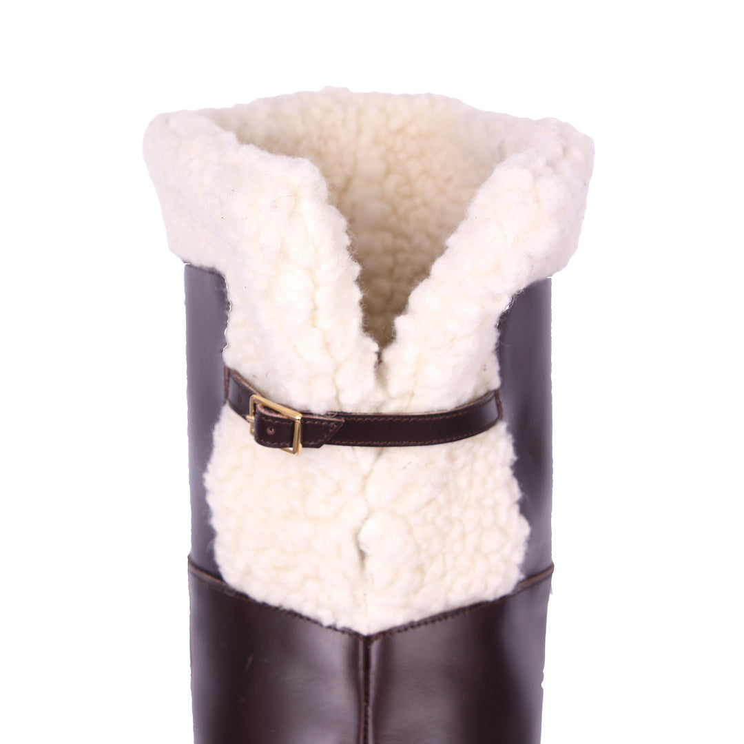 Over-the-knee boots with sheepskin (model 917) leather dark brown
