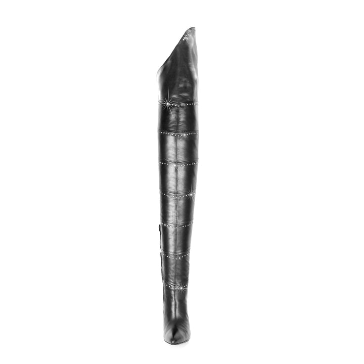 Super lange Lederstiefel mit Swarovski®-Kristallen (Modell 101) Leder schwarz