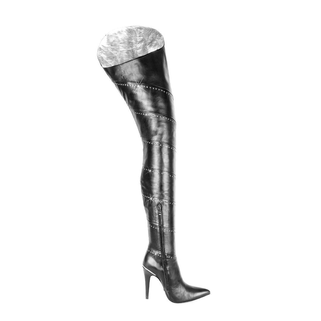 Super long leather boots with Swarovski® crystals (model 101) leather white