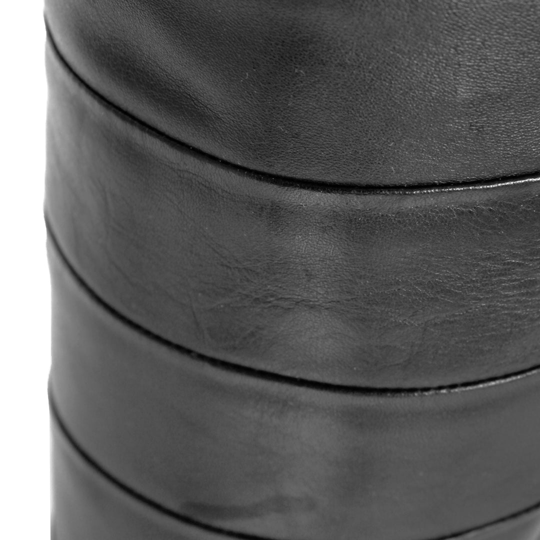 Thigh High Stiefel aus segmentiertem Leder und Stiletto Heels (Modell 160) Leder schwarz