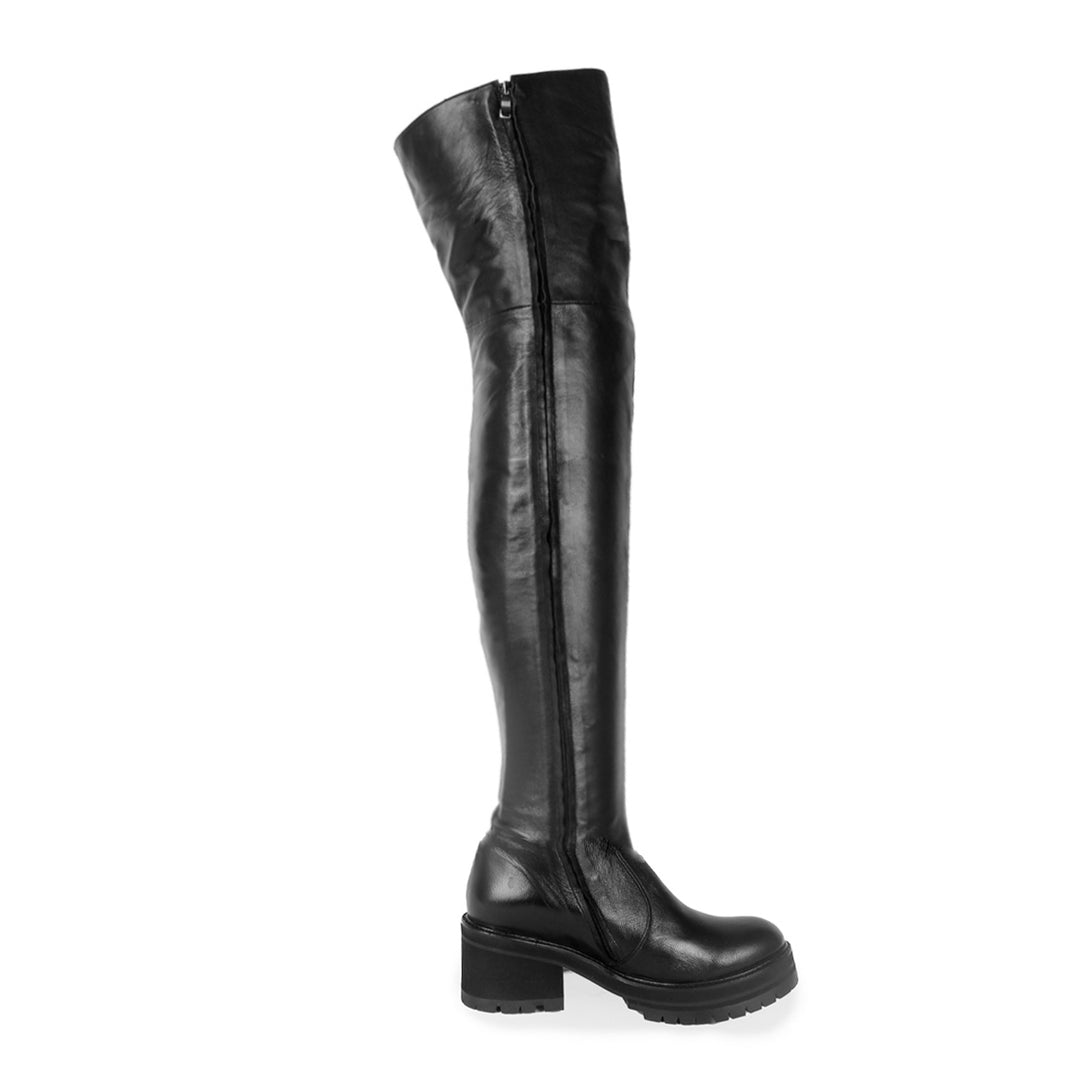 Chunky overknee-the-knee boots (model 570) leather camel