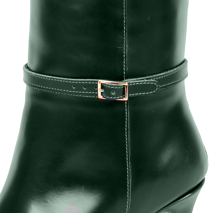 Kniehoher Stiefel aus poliertem Leder (Modell 740) Leder dunkelbraun